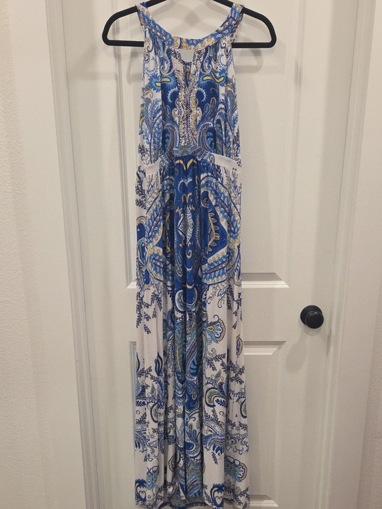 INC International Concepts Dresses & Skirts - INC International Concepts Blue and Yellow Paisley Halter Maxi Dress